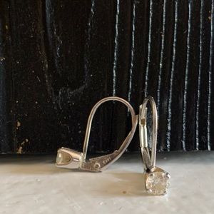 14k White gold lever back diamond earrings